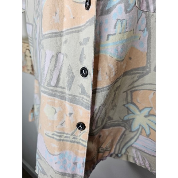 Vintage muted 80's Tropical button up ladies size medium - Picture 7 of 10